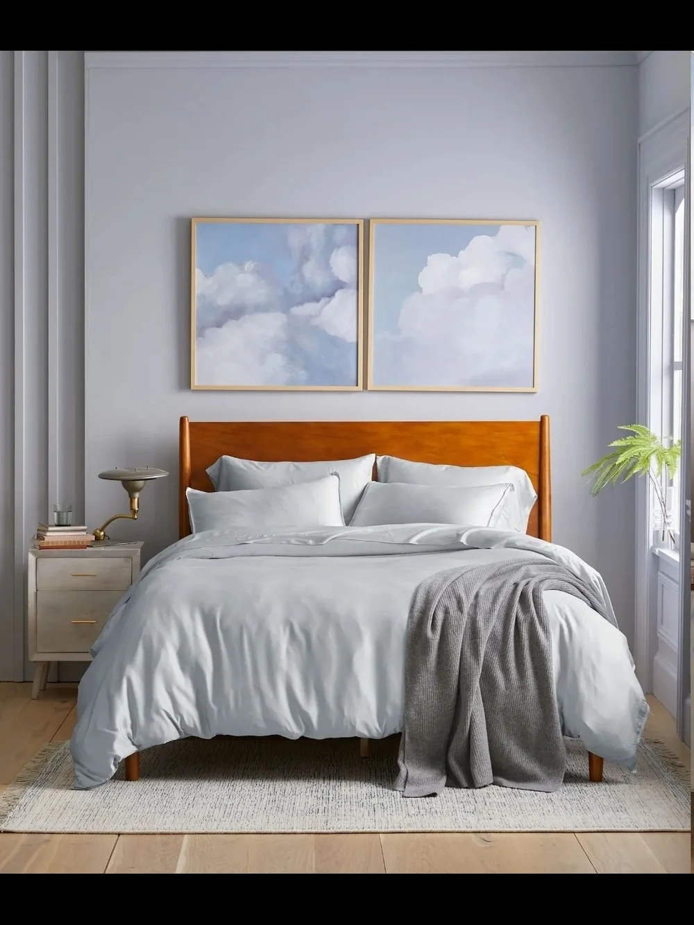 Quince Organic Bamboo Duvet Cover Set 2 Shams Size Full / Queen In Mist, New!
